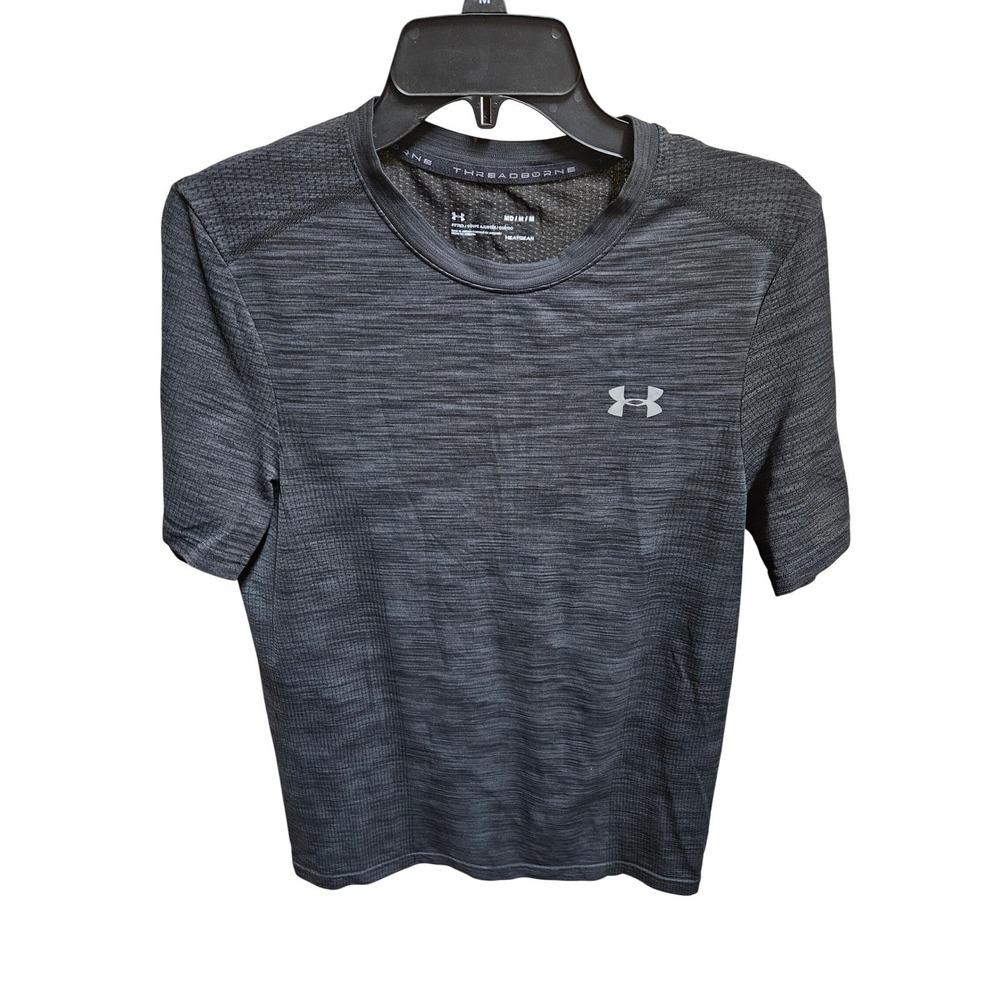 Under‎ Armour Threadborne HeatGear Fitted Athletic Shirt Mens Medium Gray